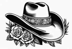 Mexican cowboy hat, cactus and skull tattoo idea