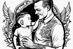 Father son shoulder ride

This tattoo would fit on a calf. tattoo idea