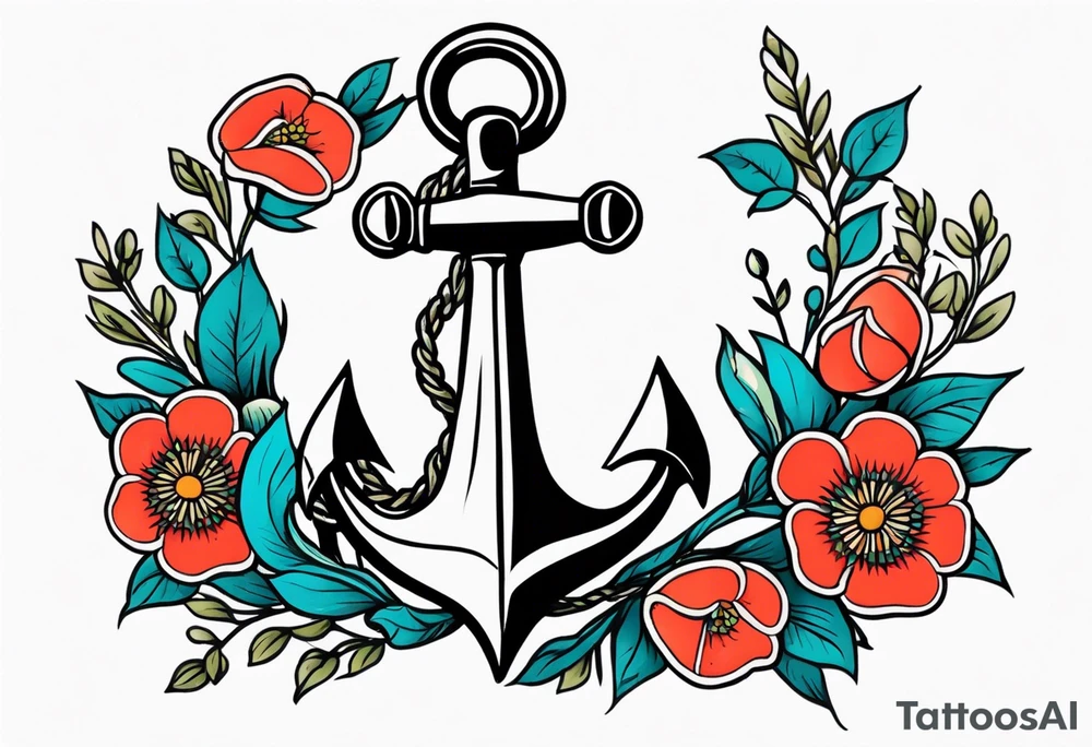 anchor

vintage tattoo style old school traditional bold color simple with flowers surrounded tattoo idea