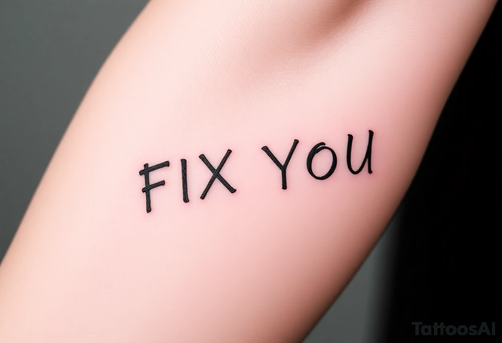 flash tattoo sheet FIX YOU text minimalist tattoo idea