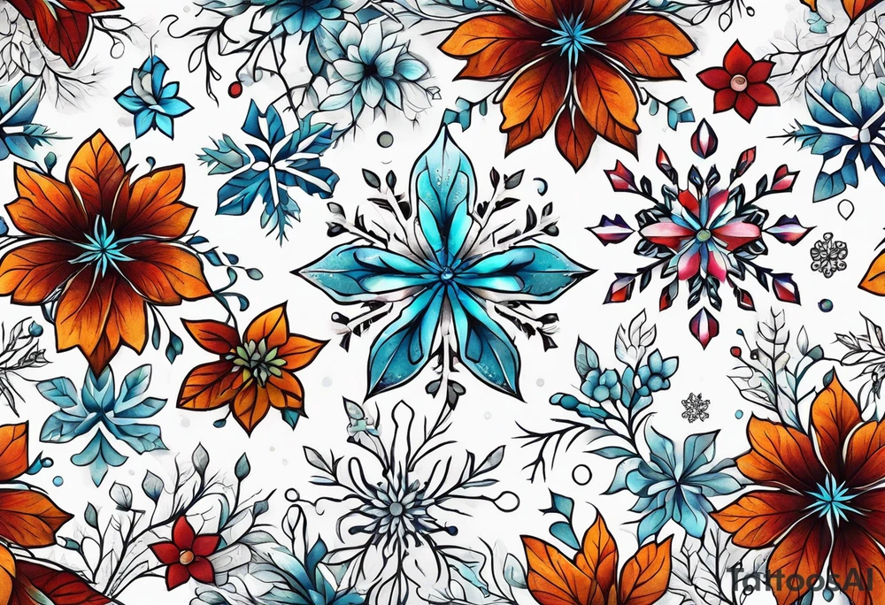 snowflake , flower tattoo idea
