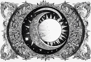 crescent moons covering half of the sun tattoo idea