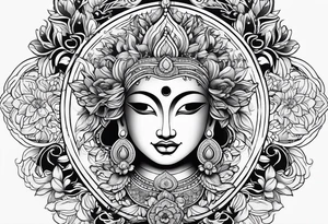 Hippy Buddhist feminine floral tattoo idea