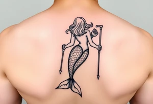 Mermaid with crutches tail tattoo idea