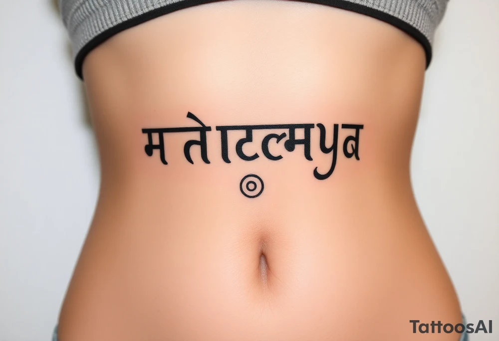 Create a tattoo that writes the Hindi word "Anichya" with A circle or spiral, which represents the cyclical nature of life and death tattoo idea