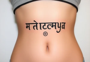 Create a tattoo that writes the Hindi word "Anichya" with A circle or spiral, which represents the cyclical nature of life and death tattoo idea