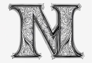 Letter M into a ghotic style tattoo idea