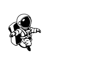 A silhouette stencil style drawing of a cute astronaut tattoo idea