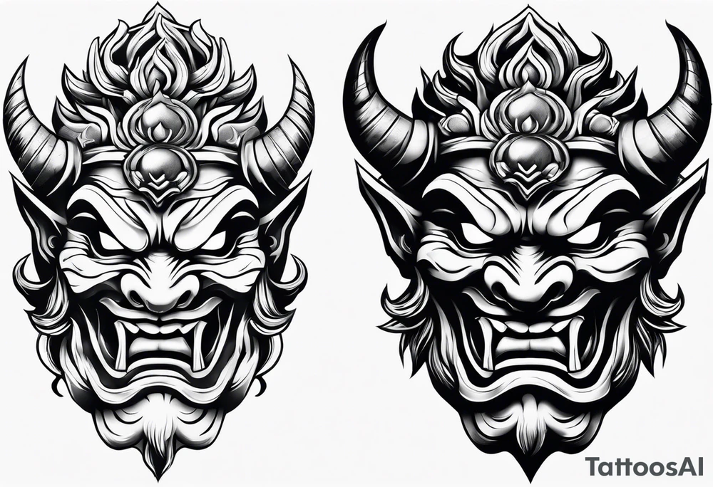 Oni mask tattoo idea