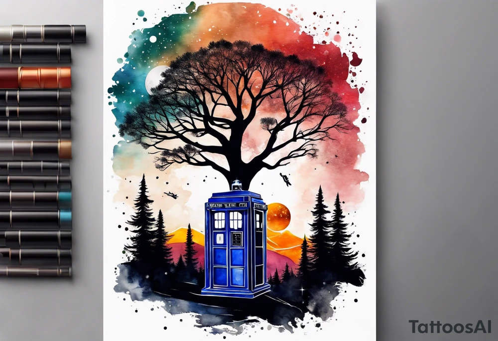 Tree with Star wars and a tardis tattoo idea