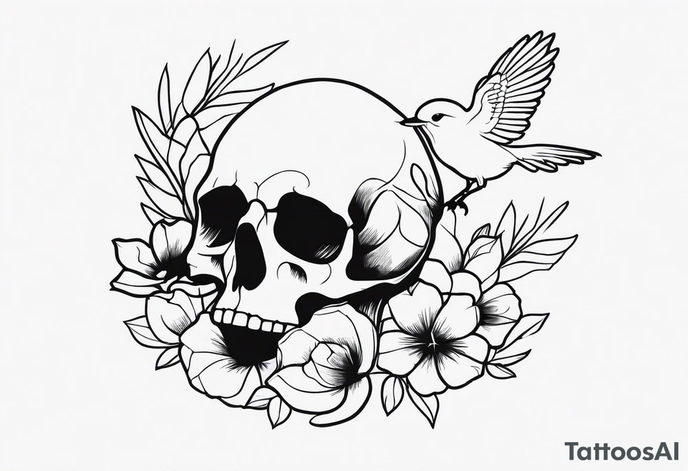 bird and skull tattoo idea