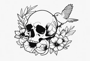 bird and skull tattoo idea