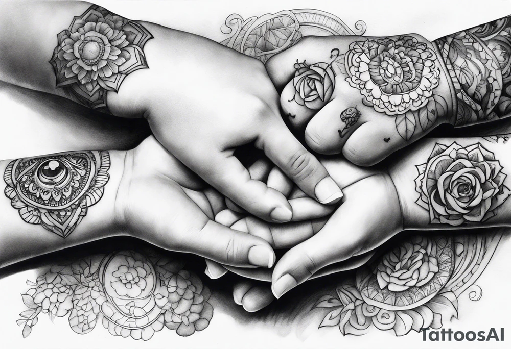 3 childrens hands tattoo idea