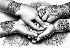 3 childrens hands tattoo idea