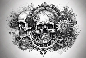 Gears and skulls tattoo idea