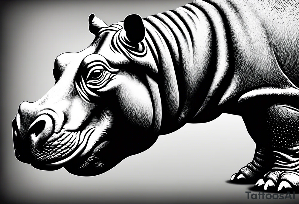 Baby hippo with a stern face tattoo idea