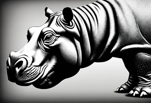 Baby hippo with a stern face tattoo idea