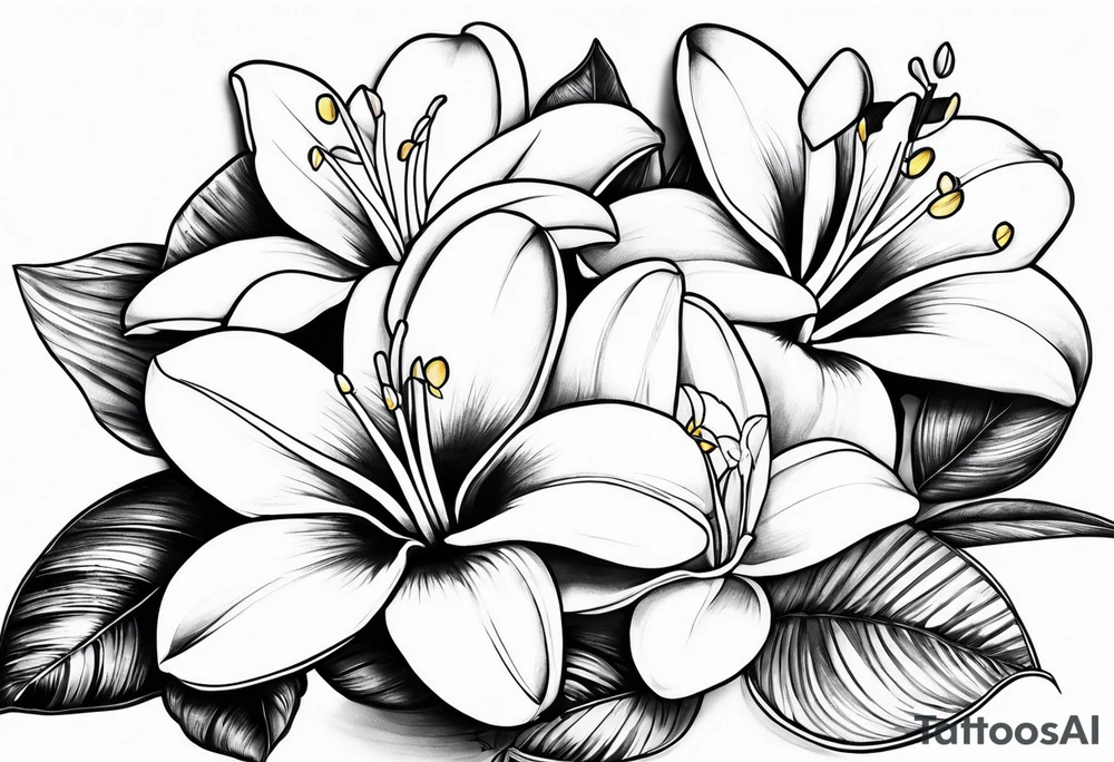 Frangipani and lilly , black and white tattoo tattoo idea