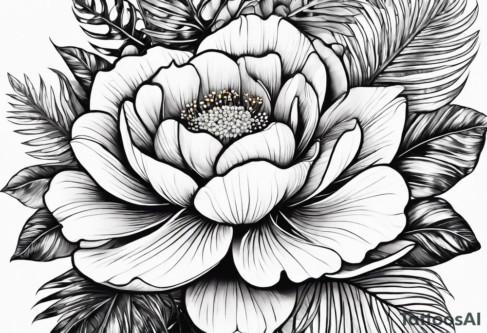 sea, flower, palm tattoo idea