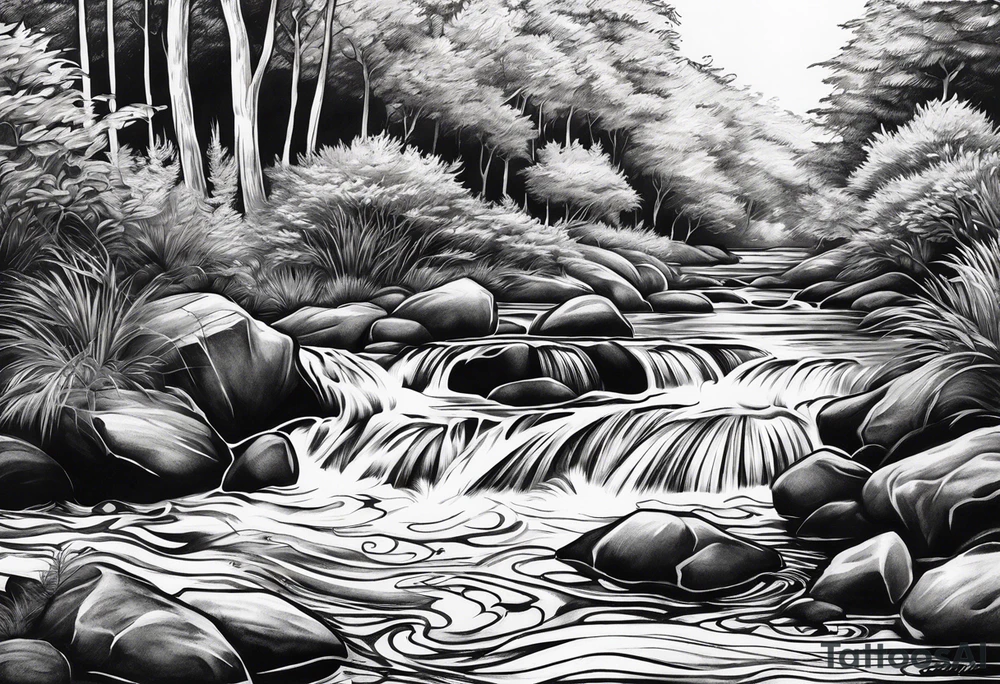 flowing water decorative tattoo idea