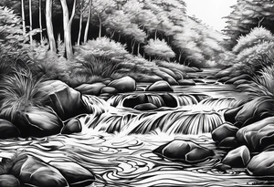 flowing water decorative tattoo idea