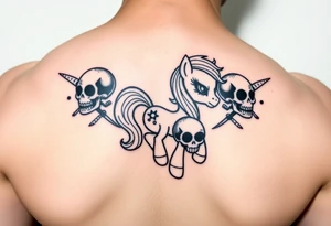 Demonic my little pony with skulls tattoo idea