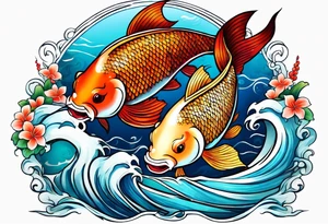 ocean scene with koi tattoo idea