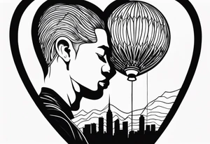 the man save my life with heart baloon with heartbeat pulse tattoo idea