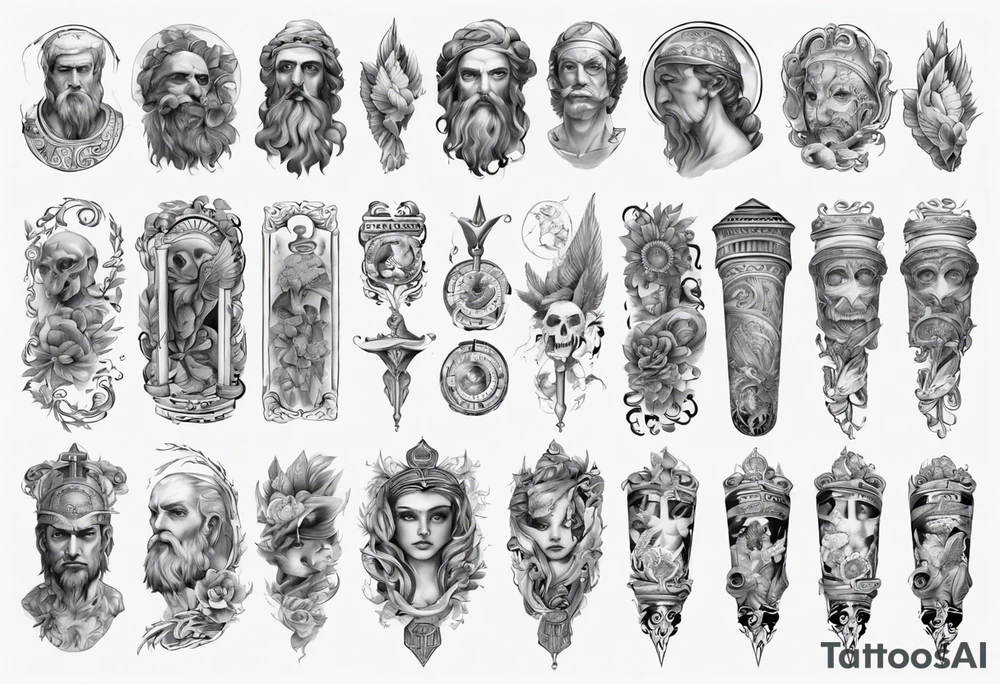 greek full sleeve tattoo idea