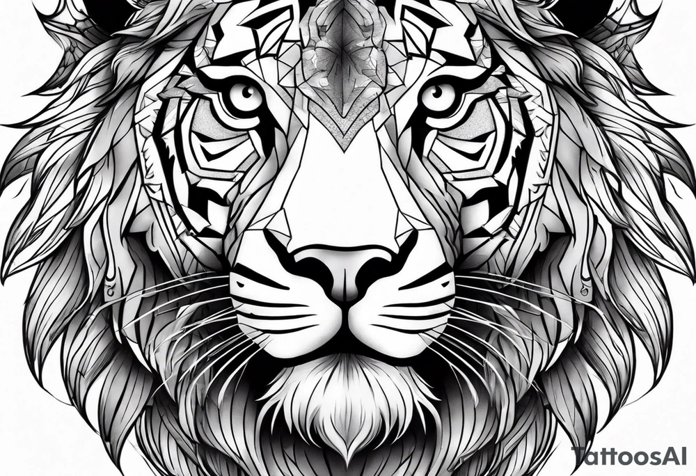 tigers head faded into a lions head with a viking tattoo idea tigers head faded into a lions head with a viking tattoo idea