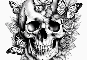 skull & butterflies tattoo idea