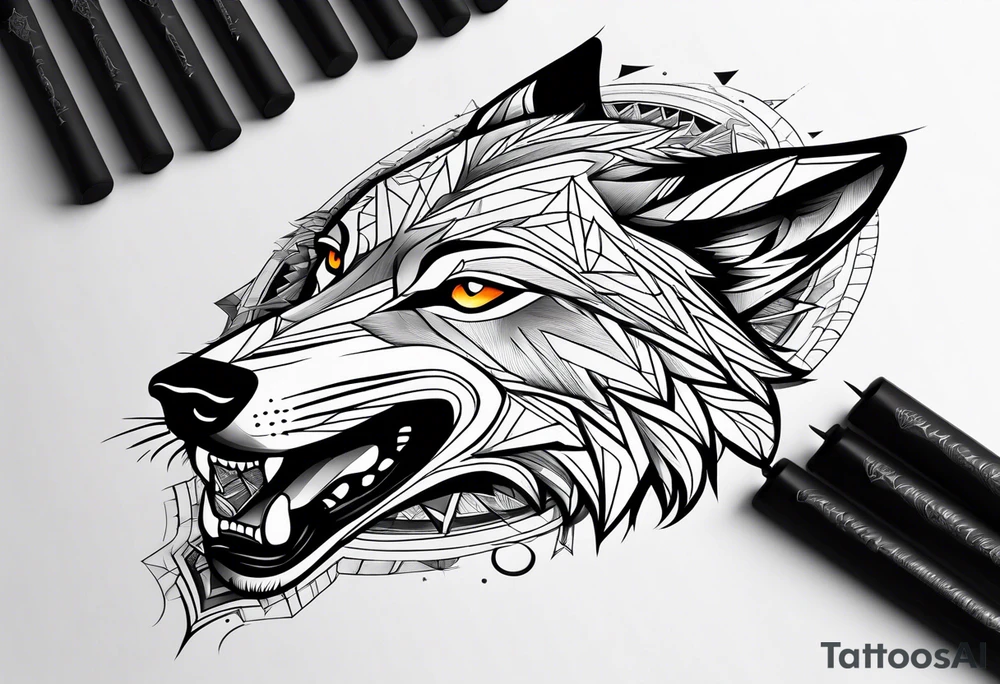 Powerful wolf tattoo idea