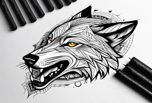 Powerful wolf tattoo idea
