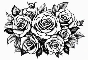 roses and violets in a bunch tattoo idea