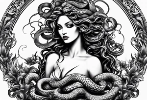 beautiful but mysterious medusa with the snakes clearly showing tattoo idea