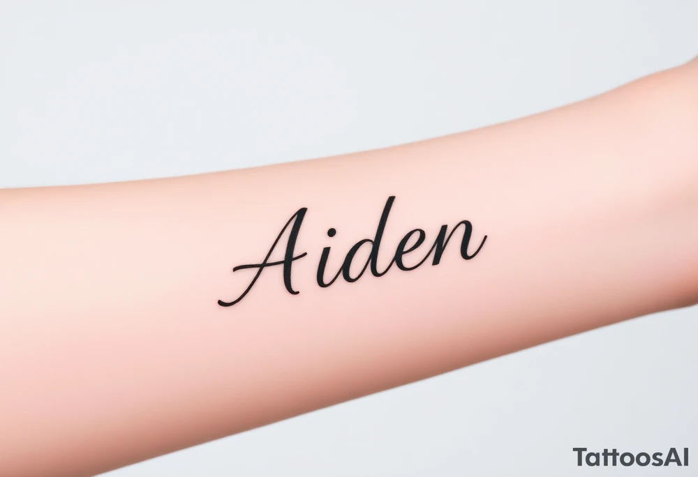 The name Aiden chunky
 and bold cursive tattoo idea