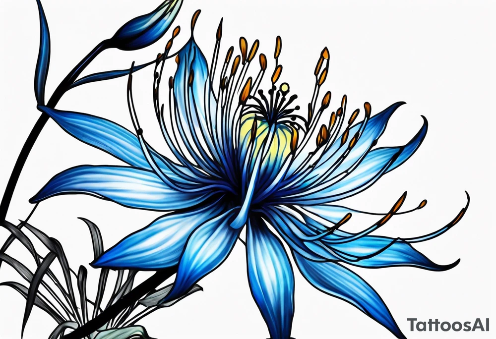 Blue spider lily tattoo idea