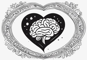 Brain, heart sign, love, heart break makes you strong, worth it, pain makes you stronger, strength with small aspects of plane, travel, wanderlust, cultures, passion, growth, family inside the heart tattoo idea