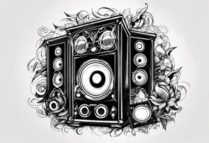 speaker, staff, dj tattoo idea