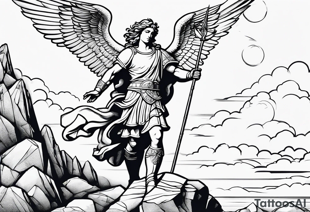 st michael the archangel stepping on a rock tattoo idea