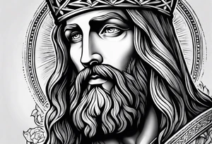 jesus leg tattoo with a cross and bible verse tattoo idea