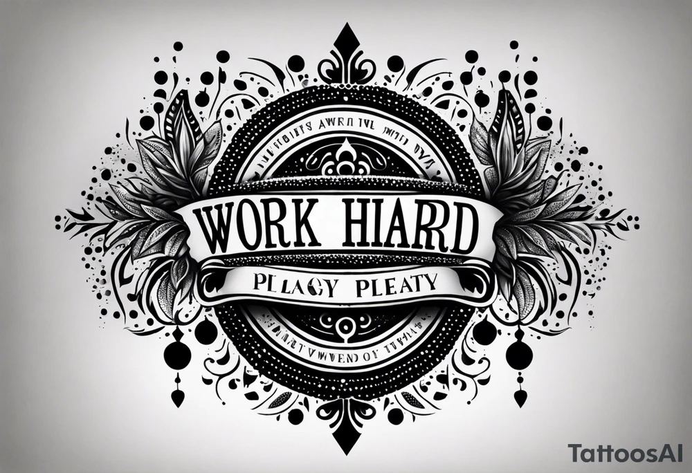 I want a tattoo containing the following two words "work hard" and "play hard". tattoo idea