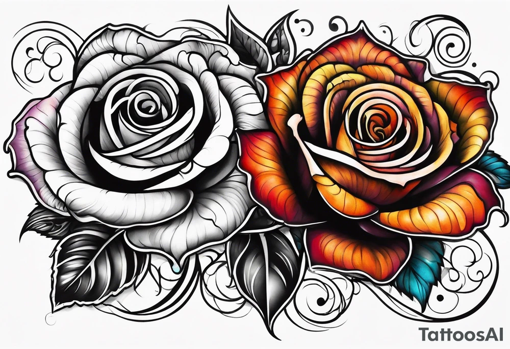 Black rose burning tattoo idea