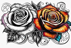 Black rose burning tattoo idea