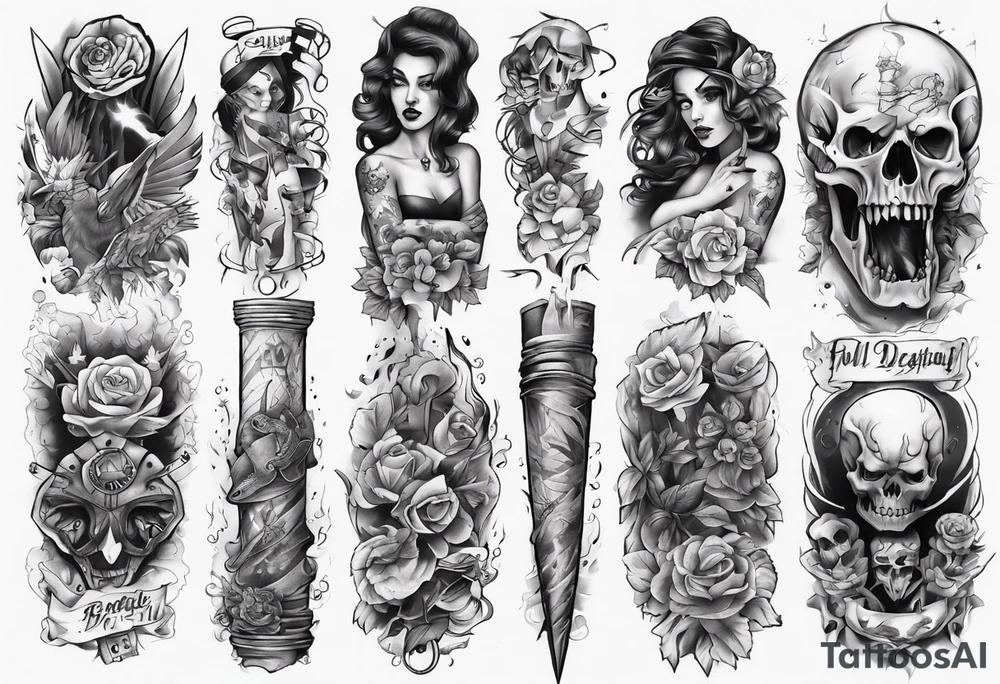 full arm sleeve tattoo
betrayal theme tattoo idea