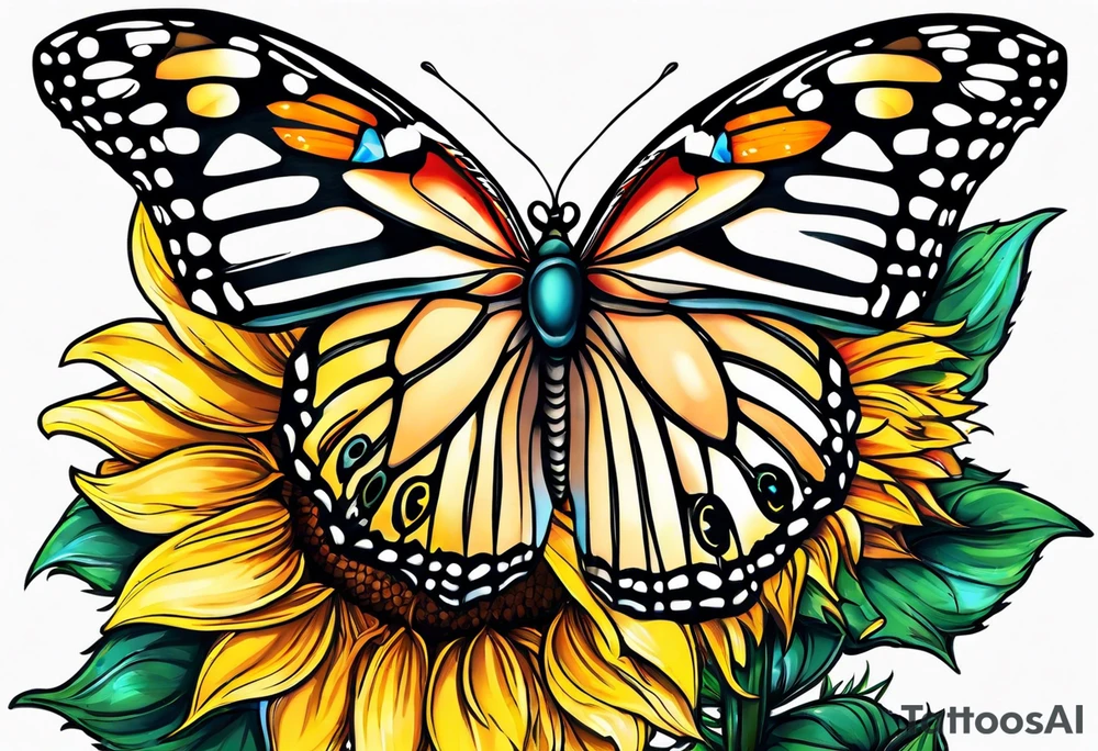 Butterflies and sunflower tattoo idea