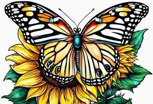 Butterflies and sunflower tattoo idea