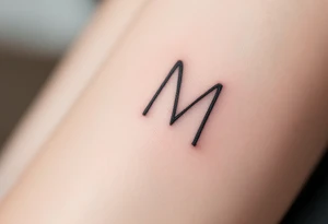 A minimalist "M" in thin charcoal gray lines with a modern geometric feel. tattoo idea