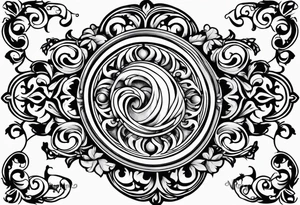 jacobean swirl frame vignette tattoo idea