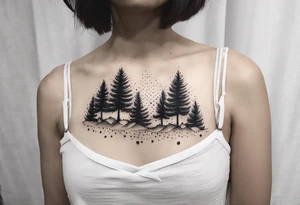 Single line pine trees tattoo idea
